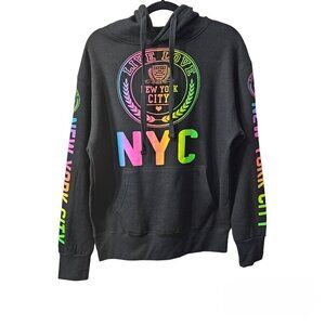 ❤️Popular Apparel Rainbow Love NYC Black Hoodie Graphic Sweatshirt